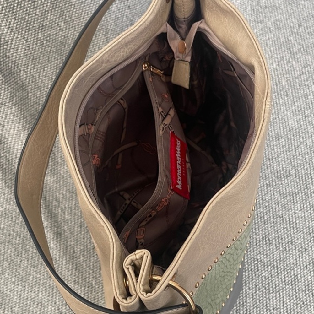 Montana West Tan, Green, and Gray Shoulder Bag - Picture 7 of 16